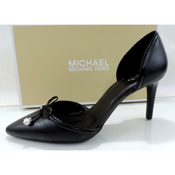 Michael Kors Gia Flex D'Orsay Pump Heels Pointy Toe Leather Black - Picture 3 of 9